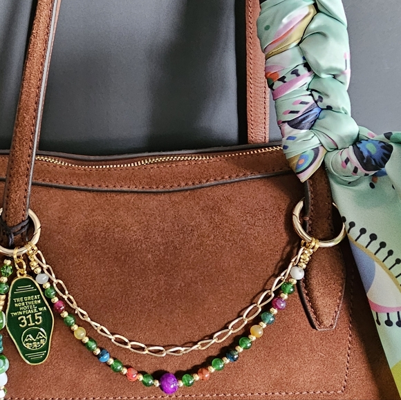 Madewell Brown Suede Bag with Green and Yellow Accents - Picture 3 of 10